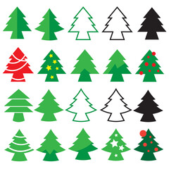 Set of Christmas tree icons