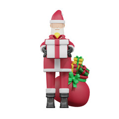 Santa Gives Gifts 3D Illustration