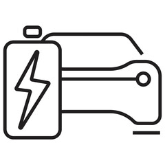 Electric vehicle, electric car, EV with battrey icon, logo or symbol vector illustration