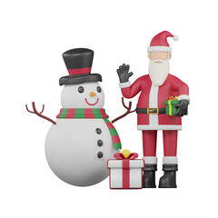 Santa and Snowman 3D Illustration