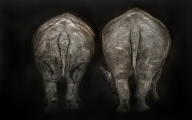 couple de rhinocéros de dos