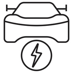 Electric vehicle, electric car, EV with battrey icon, logo or symbol vector illustration