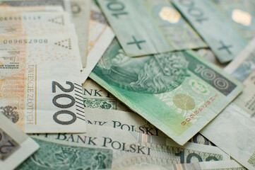 Polish banknotes - paper currency background.