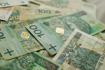 Polish banknotes - paper currency background.
