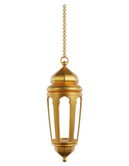 Oriental holidays decoration light lantern Ramadan Kareem, lamps with golden Arabian ornament, the invitation for the Muslim holy month,3d illustration.
