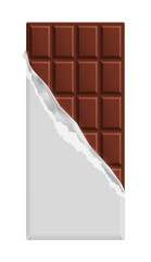 Milk chocolate bar in a blank wrapper, PNG isolated on transparent background	