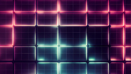 Digital Grid network synthwave 3D Illustration wallpaper