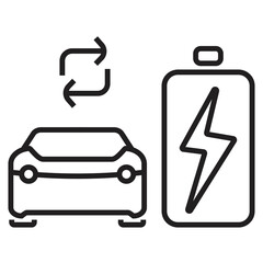 Electric vehicle, electric car, EV with battrey icon, logo or symbol vector illustration