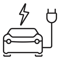 Electric vehicle, electric car, EV with battrey icon, logo or symbol vector illustration