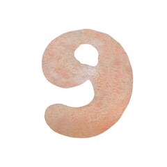 Number nine figure pink a watercolor sketch 