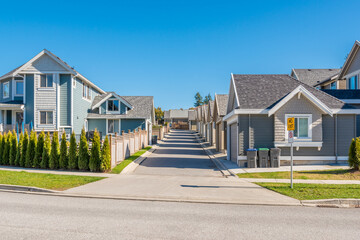 Garage doors in luxury house with trees