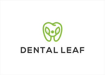 dental leaf logo design vector