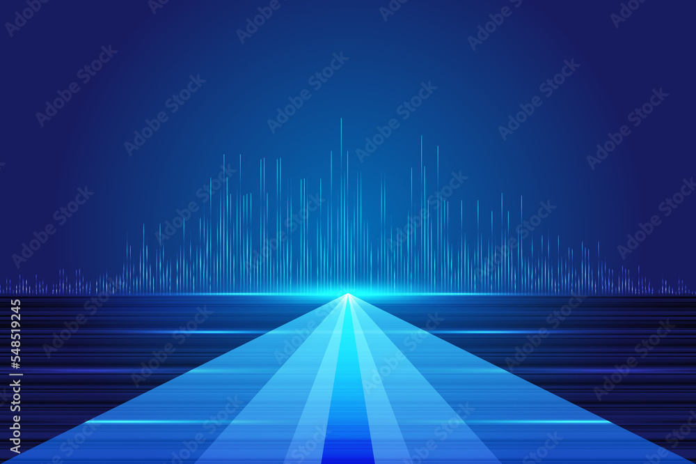 Poster the line of internet technology concept background that extends the platform forward rises