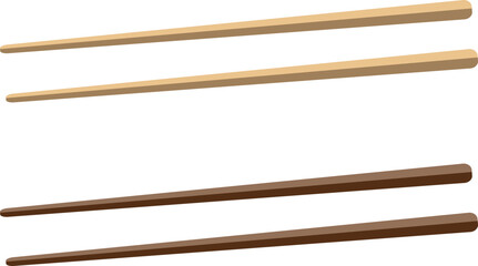 Chopsticks for sushi, vector. Sushi sticks in light brown and dark brown.