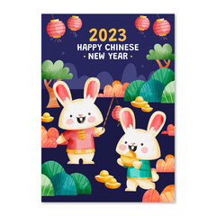 Watercolor chinese new year elements collection