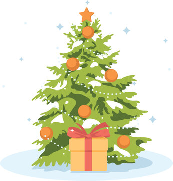 Christmas tree in decorations. Vector illustration