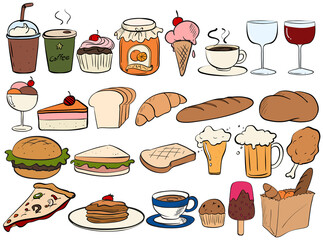 fast food icons set