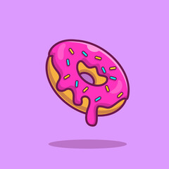 Flying doughnut melted cartoon icon illustration