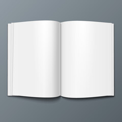 Mockup Blank Open Magazine, Book, Booklet, Brochure, Cover. Illustration Isolated On Gray Background. Mock Up Template Ready For Your Design. Vector EPS10