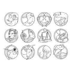 zodiac icon set