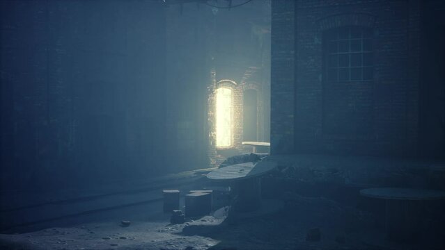 Night scene of an abandoned factory
