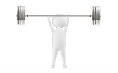 3d white character lifting weights