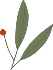 Obraz premium Christmas flower botanical clipart illustration in flat cartoon style. Merry Christmas and Happy New year floral evergreen element, isolated