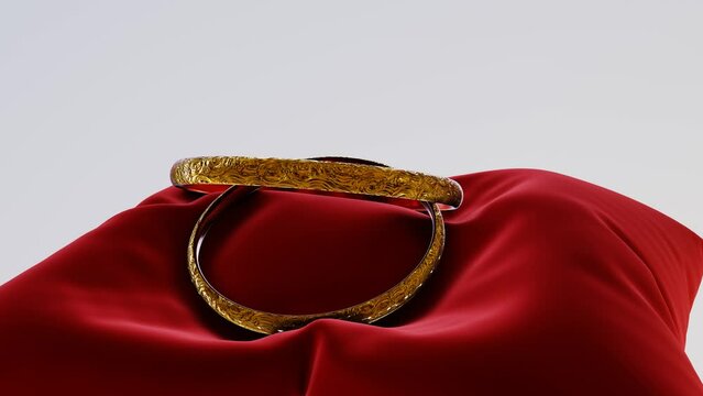 4K Partner Ehe Ring auf rotem Kissen Schmuck
