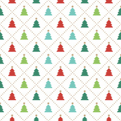 Cute Merry Christmas Tree Red Green Blue Christmas Tree Dash Line Diagonal Stripe Striped Line Tilt Checkered Plaid Tartan Buffalo Scott Gingham Background Seamless Pattern for Christmas Festival