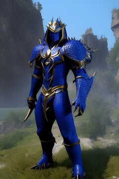 Dragon World fantasy warrior character 3d illustration