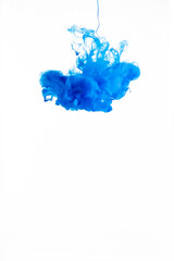 Blue color flowing in smoke forms, smooth abstract moving by acrylic paint