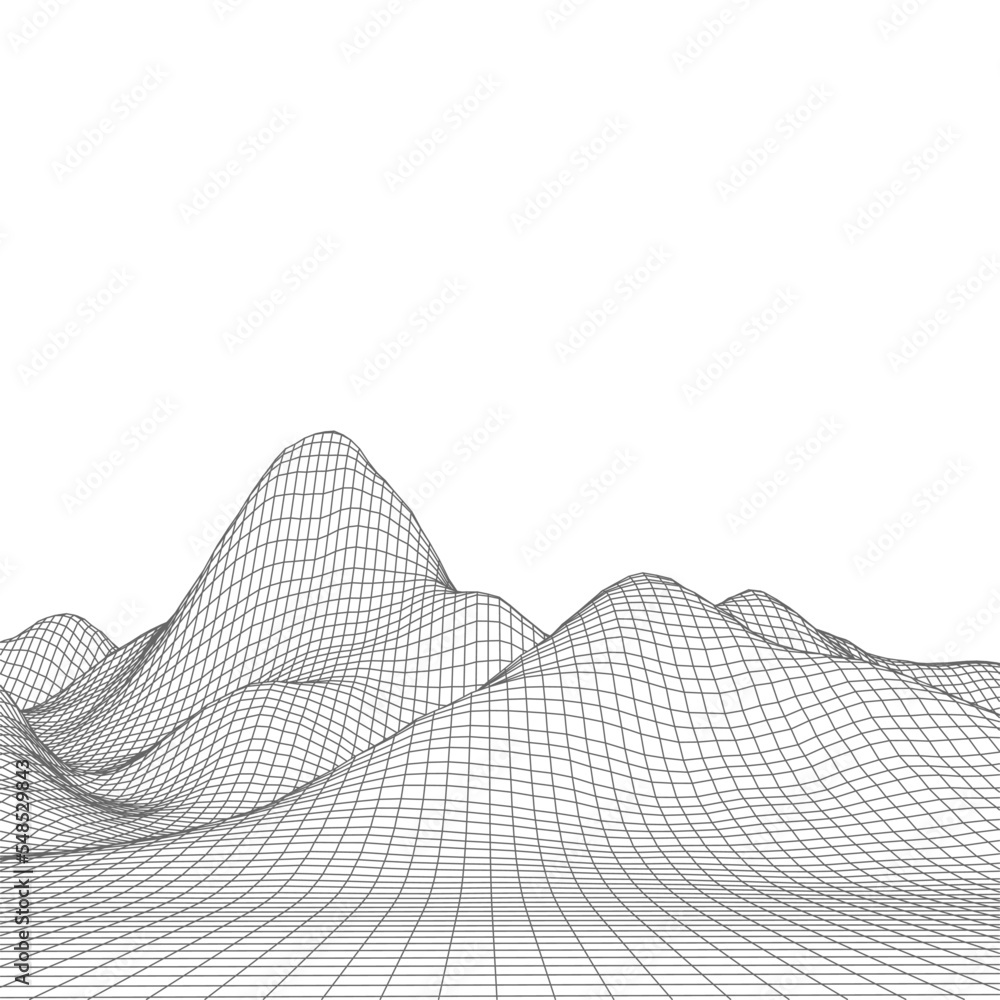 Aufkleber abstract vector wireframe landscape background. cyberspace grid. 3d technology wireframe vector illu