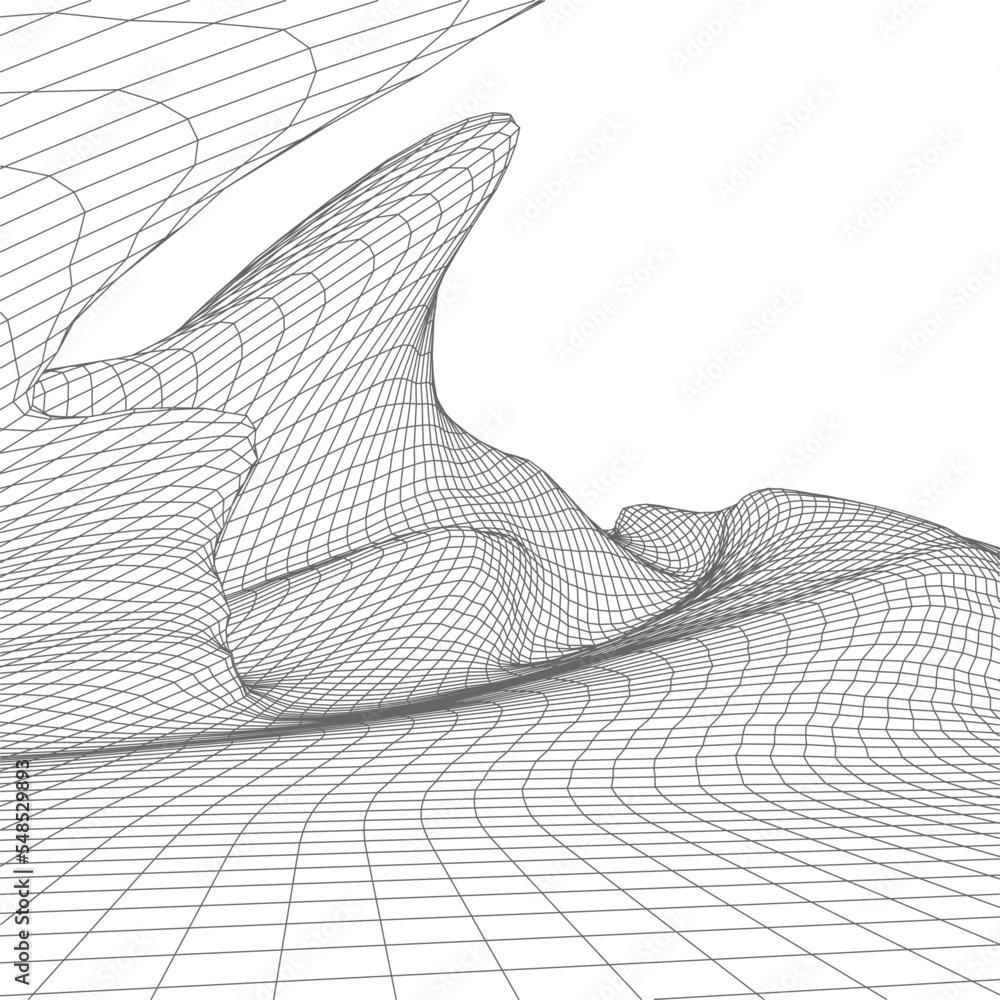 Poster abstract vector wireframe landscape background. cyberspace grid. 3d technology wireframe vector illu