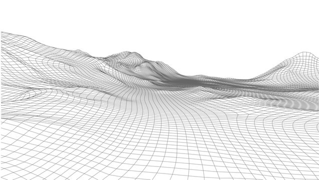 Abstract vector wireframe landscape background. Cyberspace grid. 3d technology wireframe vector illustration. Digital wireframe landscape for presentations.
