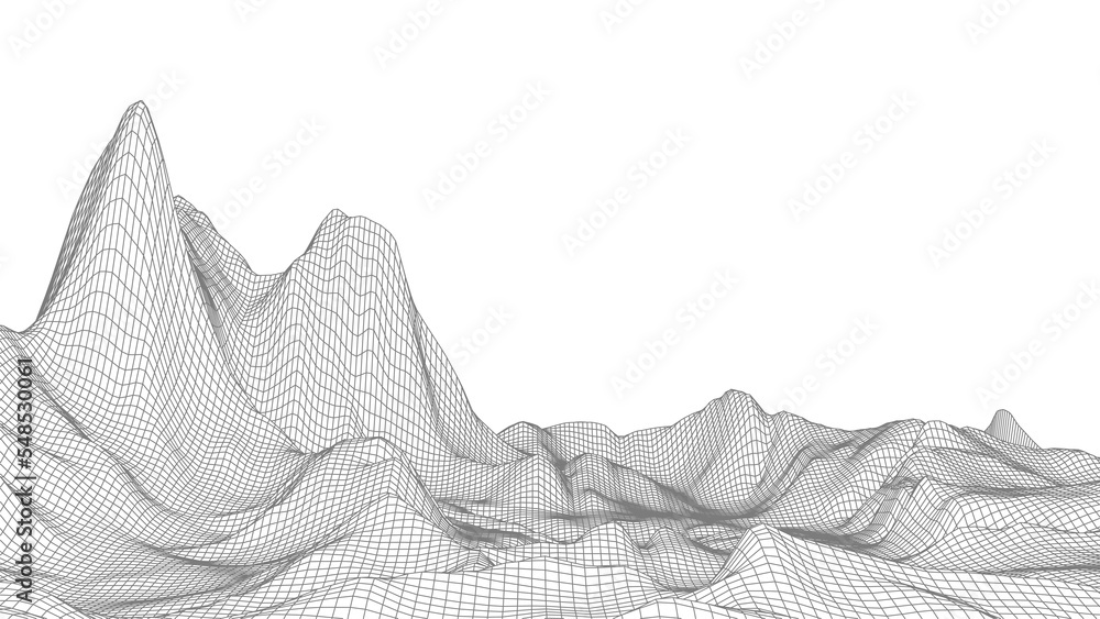 Poster abstract vector wireframe landscape background. cyberspace grid. 3d technology wireframe vector illu
