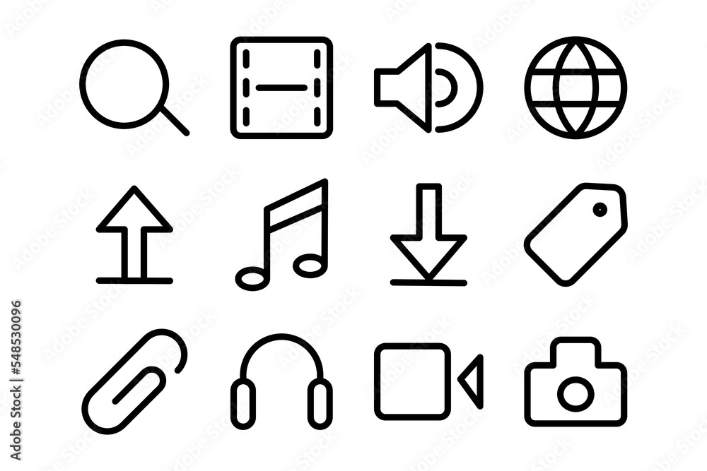 Aufkleber Set of basic web and applications icon design. Sign for design interfaces
