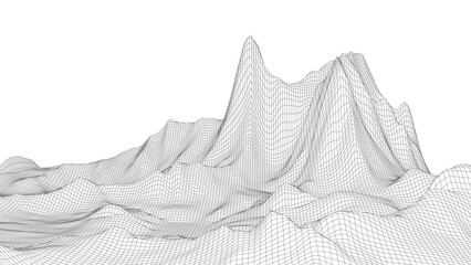 Abstract vector wireframe landscape background. Cyberspace grid. 3d technology wireframe vector illustration. Digital wireframe landscape for presentations.
