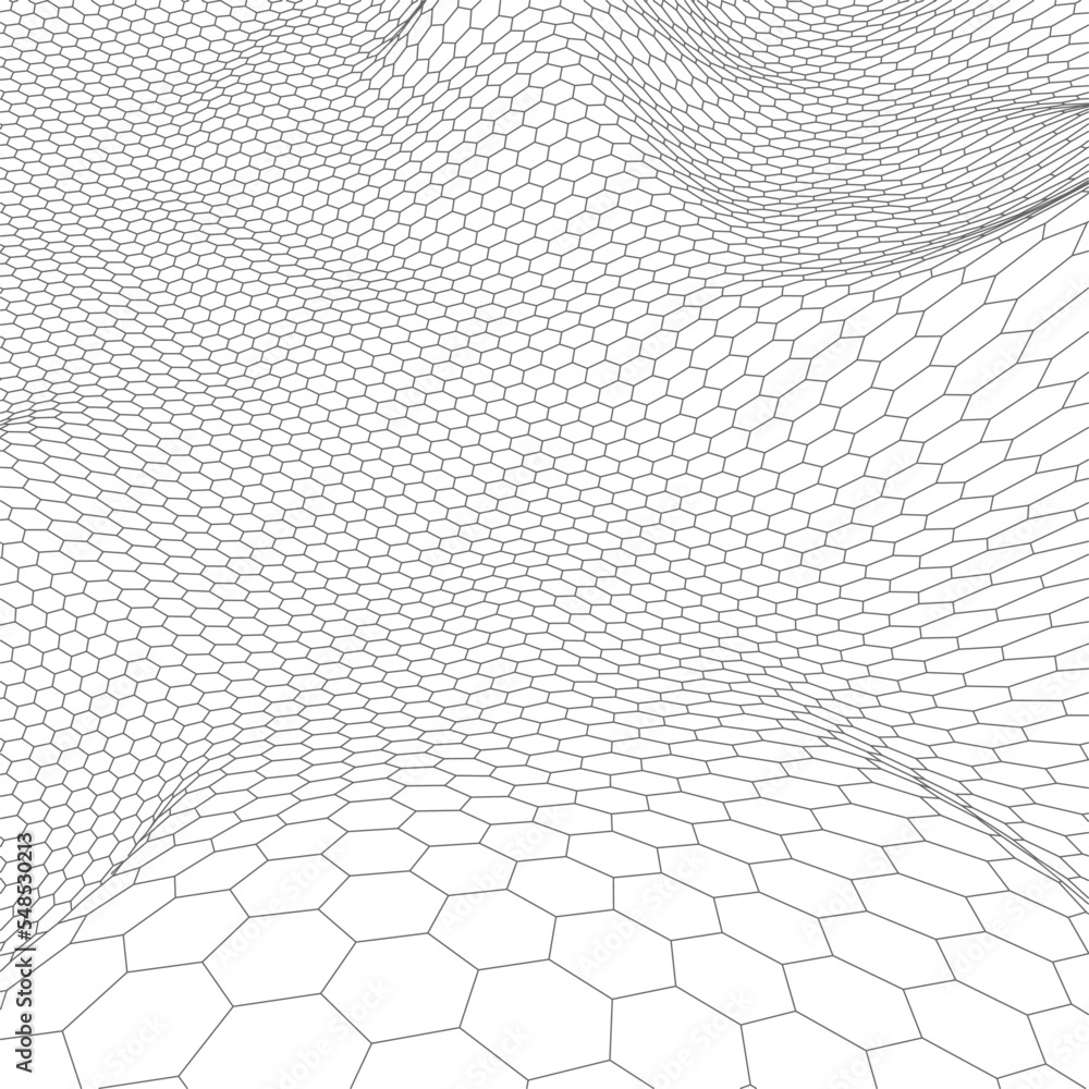 Poster abstract vector wireframe landscape background. cyberspace grid. 3d technology wireframe vector illu