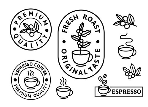 Coffee stamp with text and coffee branch
