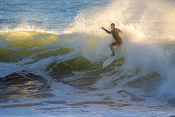 Surfing Surfers Point in Ventura, California on a big winter swell