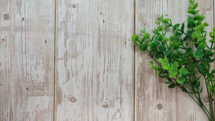natural background with wood pattern, dried leaves and leaves