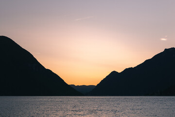 Luganersee bei Sonnenuntergang