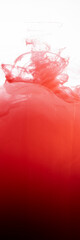 Red color flowing in smoke forms, smooth abstract moving by acrylic paint