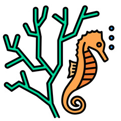 seahorse line icon