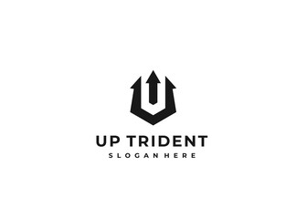 Strong and Sharp Trident with Up Arrow for Modern Marketing logo design 