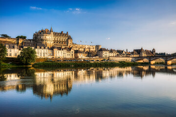 Fototapeta na wymiar The City and Castle of Amboise by the River Loire, France