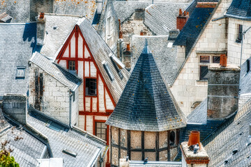 Rooftops in the Famous Historic Town of Chinon in the Loire Valley, France