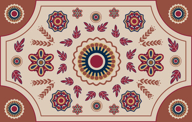 Ethnic geometric flower abstract art pattern in tribal folk embroidery Mexican style striped pattern in Aztec style Figure for vector carpet curtain lace wrapping textile fabric textile native flyer