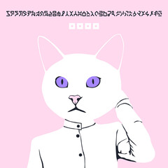 Fashion minimal flat vector illustration glamor retro white Kitty