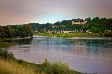 Fototapeta premium Evening at the Beautiful Village Chaumont-sur-Loire in the Loire Valley, France
